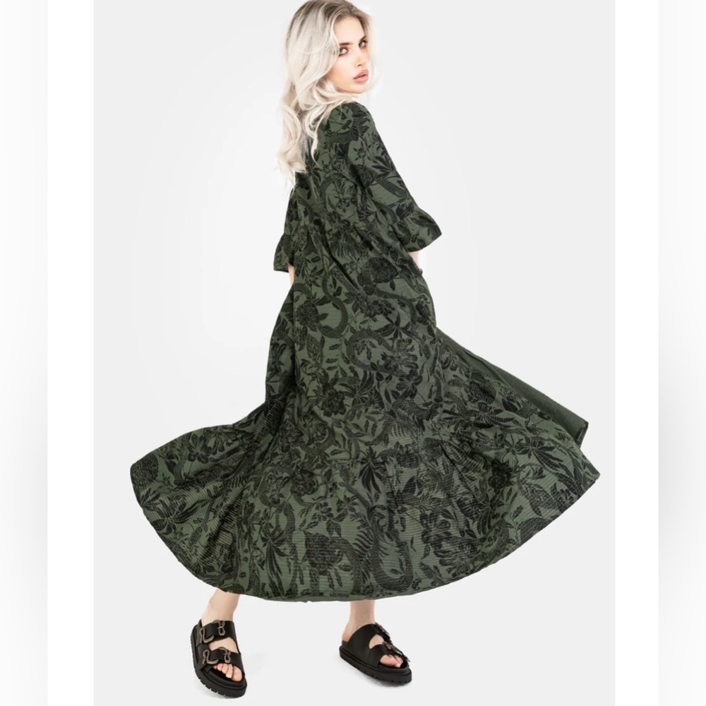 Disturbia Bashe Cotton Maxi Over Dress - Green size US 4